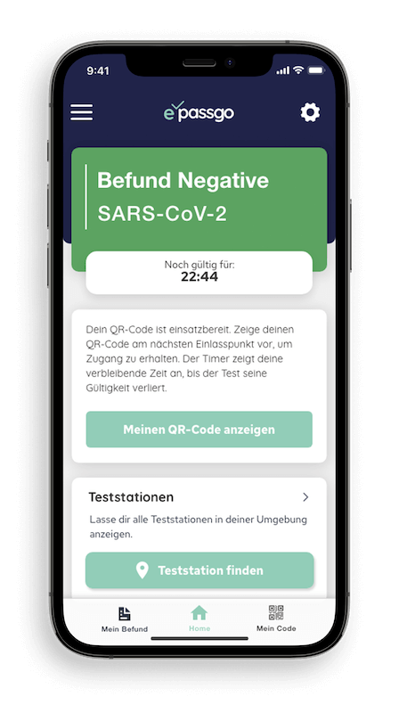 Anzeige Befund Negativ, PassGo